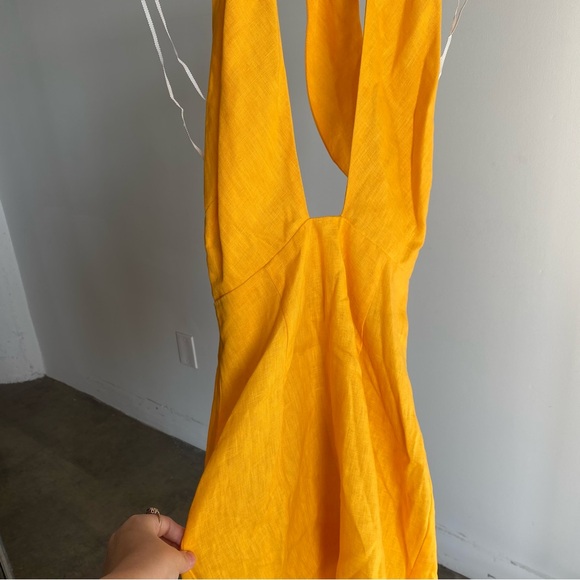 $375 NWOT Rhode Tangerine Tali Halter Linen Cut Out Mini Dress Sz 4 - Picture 6 of 9